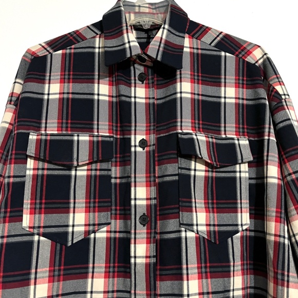 MAJE Calo Checked Plaid Woven Button Up Shirt - Picture 6 of 14